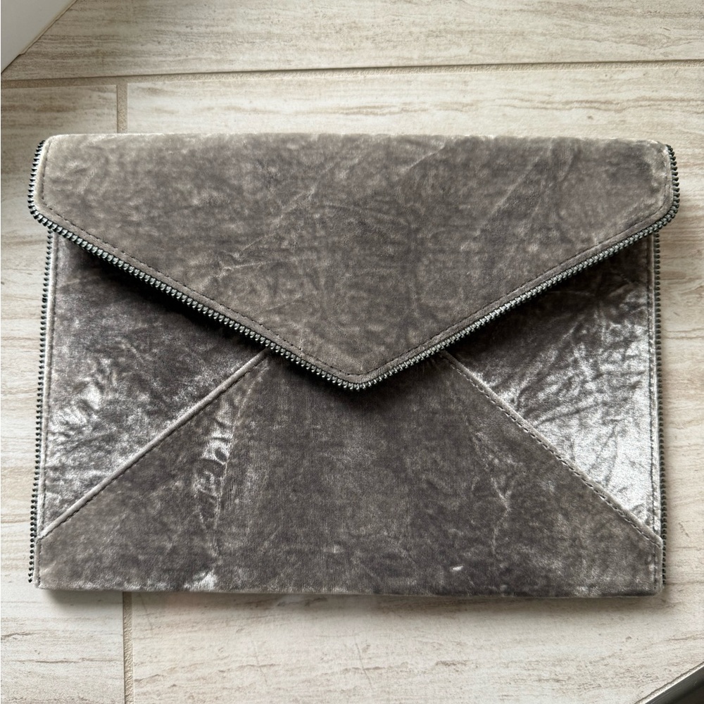 Rebecca Minkoff Crushed Velvet Envelope Clutch in Gray